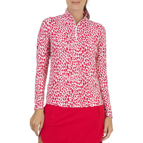 NWT $100 Women's Ibkul UPF 50+ Quick Dry Gemma 1/4 Zip Long Sleeve Golf Shirt XS